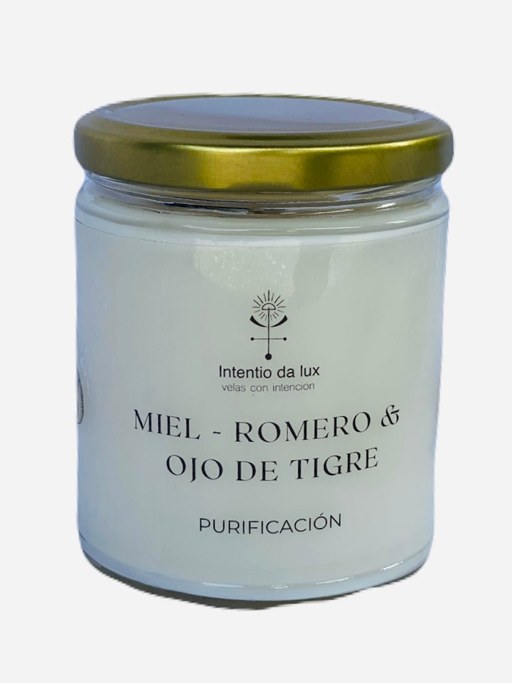 VELA MIEL - ROMERO Y OJO DE TIGRE "PURIFICACION"